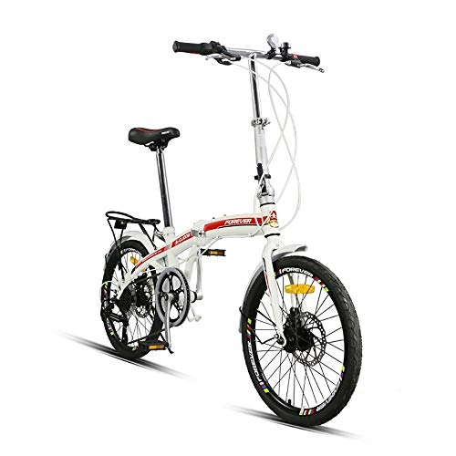 Folding Bike : MTTKTTBD Lightweight Folding Bike, Compact Folding Bicycle Great, Double Disc Brake, 20-Inch Wheel, High Carbon Steel Frame for City Riding and Commuting for Student Men and Women