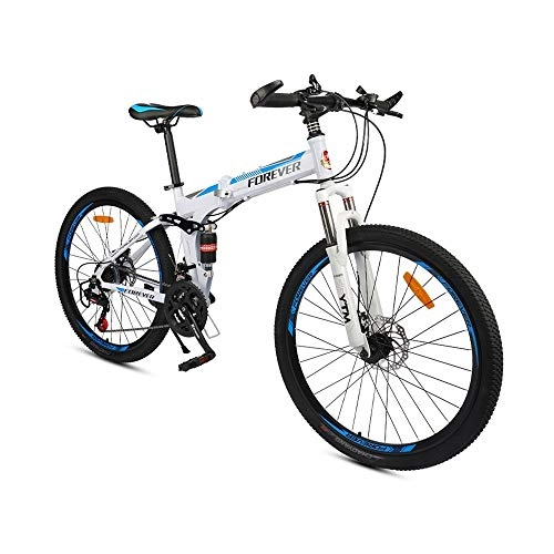 Folding Bike : MTTKTTBD Lightweight Folding Bike, Double Disc Brake, 24-Speed 26-Inch Compact Folding Bicycle Great for City Riding and Commuting for Student Men and Women