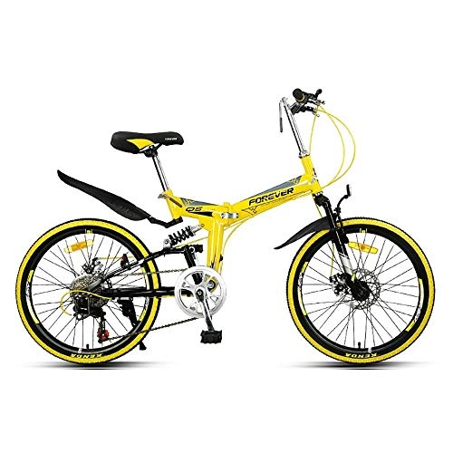 Folding Bike : MTTKTTBD Portable Folding Bike, 22-Inch Wheel, High Carbon Steel Frame, Double Disc Brake, Compact Folding Bicycle Great for City Riding and Commuting for Student Men and Women