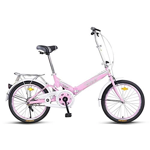 Folding Bike : MTTKTTBD Portable Folding Bike, Lightweight Youth Foldable Bicycle, Double Disc Brake, Carbon Steel Frame, Great for Going to School City Riding and Commuting, 7-Speed 16 / 20-Inch Wheels