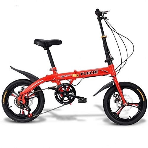 Folding Bike : MU 14 inch Folding Bicycle Mini Ultralight Portable Variable Speed Disc Brake Adult Children Students Men and Women 16 Small Bicycles, Red, 14 Inches