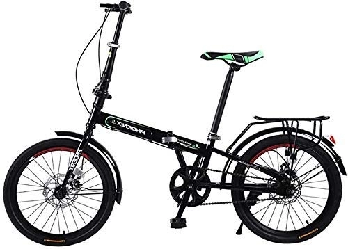 Folding Bike : MU Folding Bicycle Adult Portable Bicycle 20 inch Variable Speed Bicycle Male and Female Students Commuter Car Adult Road Bike, Black