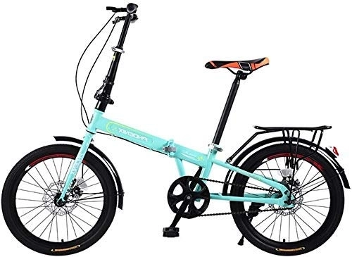 Folding Bike : MU Folding Bicycle Adult Portable Bicycle 20 inch Variable Speed Bicycle Male and Female Students Commuter Car Adult Road Bike, Green-A