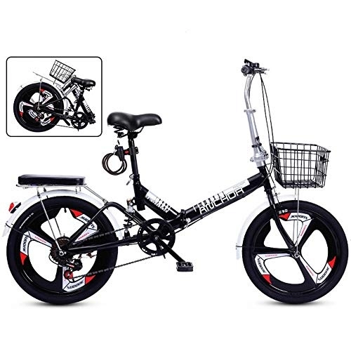 Folding Bike : MU Folding Bicycle Women's Adult Ultralight Variable Speed Portable Light Mountain Bike Adult Male 20 inch Small Bicycle, Black, 16 Inches