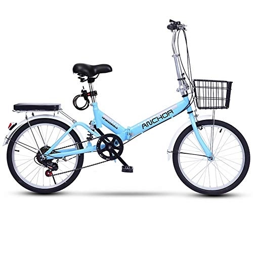 Folding Bike : MU Folding Bicycle Women's Adult Ultralight Variable Speed Portable Light Mountain Bike Adult Male 20 inch Small Bicycle, Blue, 20 Inches