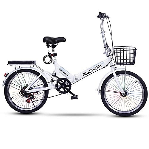 Folding Bike : MU Folding Bicycle Women's Adult Ultralight Variable Speed Portable Light Mountain Bike Adult Male 20 inch Small Bicycle, White, 16 Inches