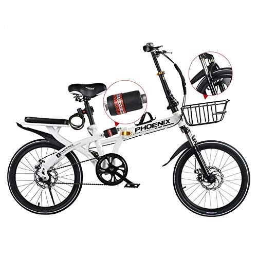 Folding Bike : MU Folding Bicycle Women's Ultra-Light Adult Portable Work Adult Male Light 20-Inch Small Variable Speed Bike, A, 16 Inches