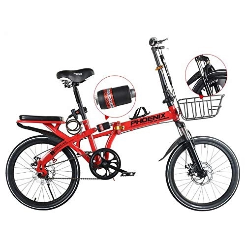 Folding Bike : MU Folding Bicycle Women's Ultra-Light Adult Portable Work Adult Male Light 20-Inch Small Variable Speed Bike, C, 16 Inches