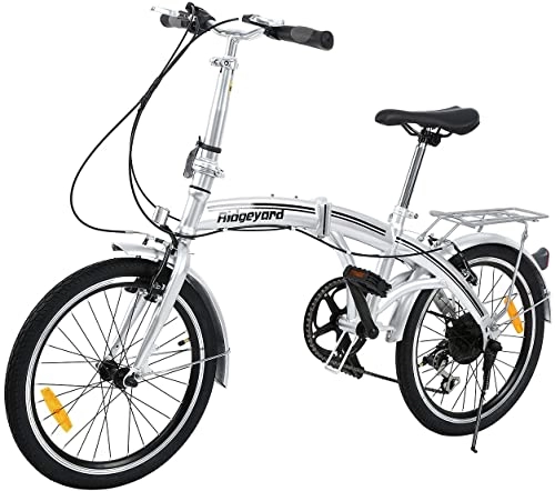 Folding Bike : MuGuang 20" 6 Speed Silver Folding Foldable Adjustable City Bike Bicycles School Sports Shimano…