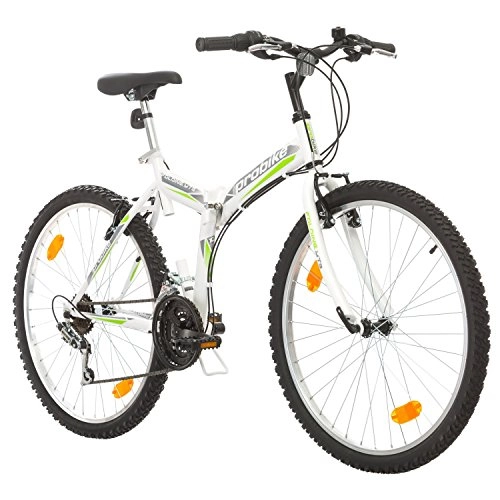 Folding Bike : Multibrand, FOLDING MTB 26, 26 inch, 457mm, Folding Mountain Bike, 18 speed, Unisex, Front+Rear Mudgard, White Gloss Red-Grey (White-Green-Grey)