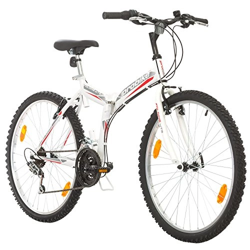 Folding Bike : Multibrand, FOLDING MTB 26, 26 inch, 457mm, Folding Mountain Bike, 18 speed, Unisex, Front+Rear Mudgard, White Gloss Red-Grey (White-Red-Grey)