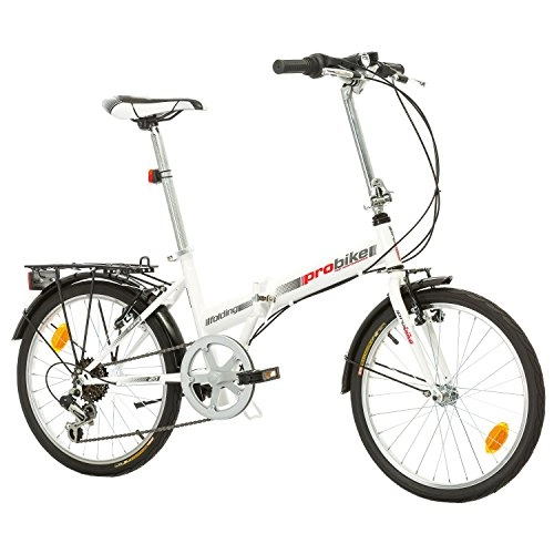 Folding Bike : Multibrand, PROBIKE FOLDING 20 CARRIER, 20 inch, 310 mm, Folding City Bike, 6 speed, Unisex, Front+Rear Mudgard, Shimano, White