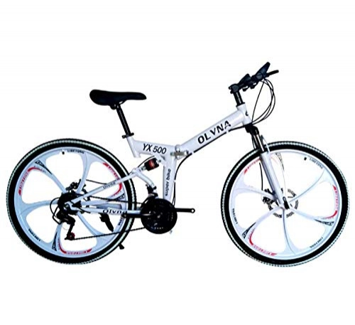 Folding Bike : MUYU Adult Bicycles 26 Inch Mountain Bikes for Men Woman 21 Speed(24 Speed, 27 Speed, 30 Speed) Foldable Road Bicycles, White, 24Speed