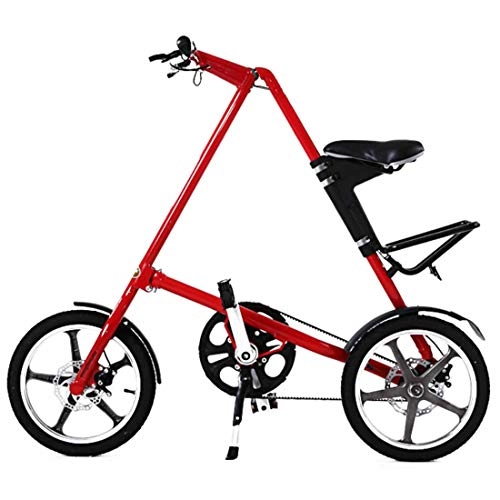 Folding Bike : MUYU Aluminum alloy Foldable bicycle Adult Bicycles for Men Woman Dual disc brake system, Red, 14inches