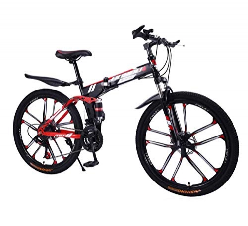 Folding Bike : MUYU Carbon steel road bike for men and women 21-speed (24-speed, 27-speed, 30-speed) Derailleur System and front and rear double shock absorption, Red, 30speeds