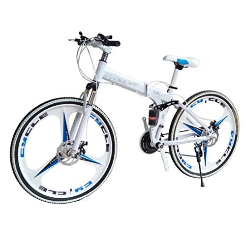 Folding Bike : MUYU Foldable bicycle 21 speed(24 speed, 27 speed) transmission system and Double disc brake, White, 24speed