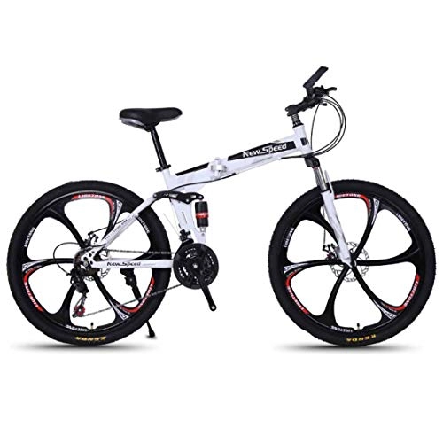 Folding Bike : MUYU Foldable Bicycle 26 Inches Adult Bicycles for Men Woman Dual Disc Brake System, White