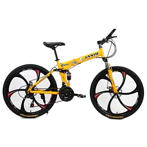 Folding Bike : MUYU Road Bikes 21-Speed(24-Speed, 27-Speed) 26 Inches Foldable Bicycles for Men Woman, Yellow, 24speeds