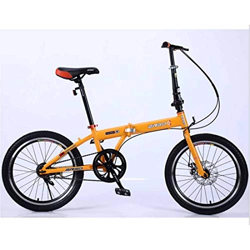 Folding Bike : MUYU Single Speed folding Bike Unisex Bicycle Double Disc Brake Carbon Steel Frame, Yellow2, 26inches
