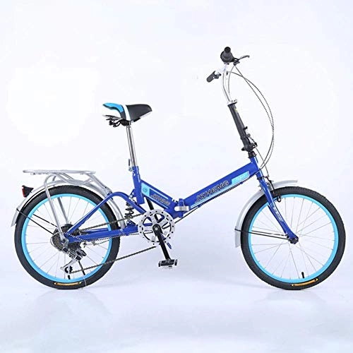 Folding Bike : MUZILIZIYU Folding Bike Speed Bicycle, Ultra Light Portable Adult Women's Folding Student Car, White (Color : Blue)