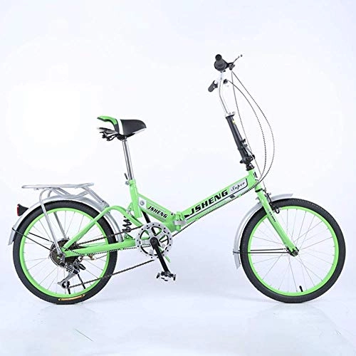 Folding Bike : MUZILIZIYU Folding Bike Speed Bicycle, Ultra Light Portable Adult Women's Folding Student Car, White (Color : Green)