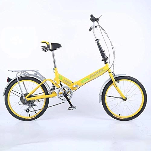 Folding Bike : MUZILIZIYU Folding Bike Speed Bicycle, Ultra Light Portable Adult Women's Folding Student Car, White (Color : Yellow)