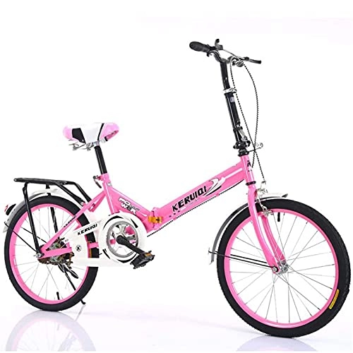 Folding Bike : MXCYSJX 20 Inch Lightweight Mini Folding Bike Small Portable Bicycle, Adult Female Folding Bicycle Student Car for Adults Men And Women, Pink
