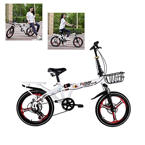 Folding Bike : MxZas 20-Inch Folding Bikes Variable Speed Bike Fast Folding in 10 Seconds, High Carbon Steel Bicycle Body Thickened Aluminum Alloy Integrated Wheel, Corrosion Resistant, Anti-Rust Jzx-n