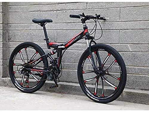Folding Bike : MYPNB BMX Folding Bike Bicycle Mountain Bikes For Men Women, High Carbon Steel Frame, Full Suspension Soft Tail, Double Disc Brake, Anti-Skid Tire 5-25 (Color : D, Size : 26 inch 21 speed)