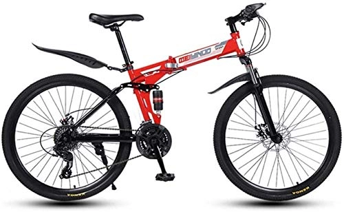Folding Bike : MYPNB BMX Folding Variable Speed 26 Inch Mountain Bike, 21-24 - 27 Speeds Lightweight High-carbon Steel Frame Bikes, Shock Absorption Dual Disc Brake 5-25 (Color : Red, Size : 24speed)