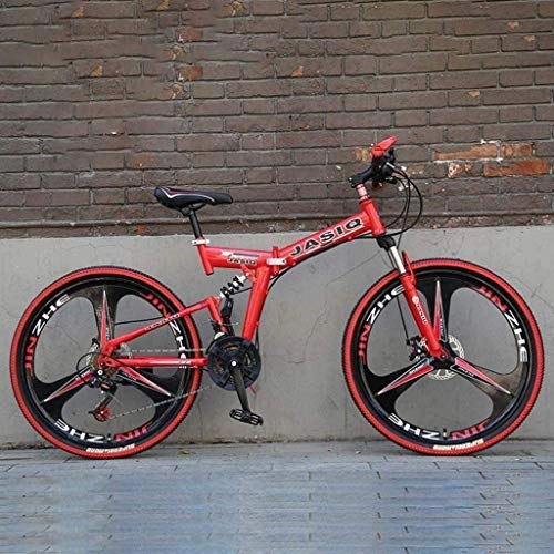 Folding Bike : MYPNB BMX Mountain Bike Folding Bikes, 24 / 26 Inch 21-Speed Double Disc Brake Full Suspension Anti-Slip, Off-Road Variable Speed Racing Bikes 5-25 (Color : B, Size : 26Inch)