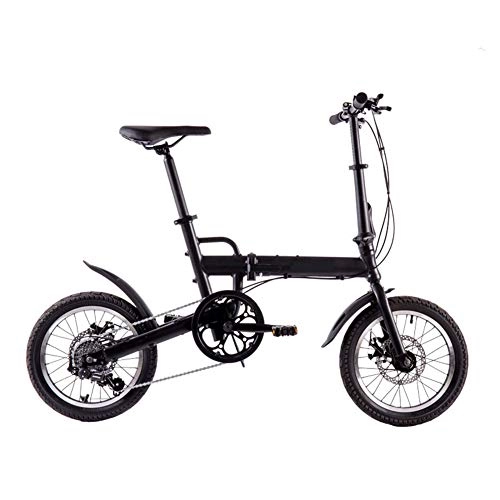 Folding Bike : MYRCLMY 16 Inch Bikes Folding Bicycle Mountain Bike Dual Disc Brake, Lightweight And Durable for Men Women Bike Aluminum Alloy Super Light Folding Bicycle, Black