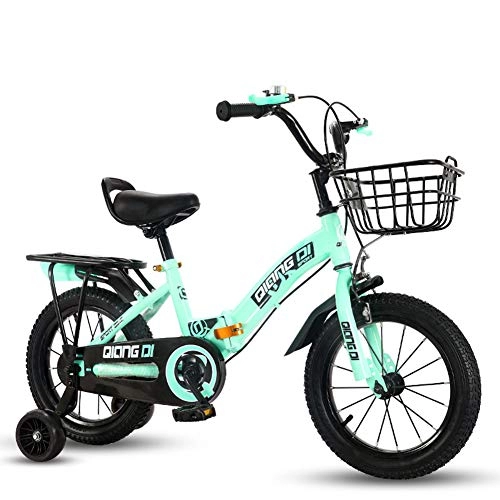 Folding Bike : MYRCLMY Folding Bike-Children's Folding Bike-High Carbon Steel Frame Foldable Bicycle with Adjustable Seat And Handle Foldable, Light And Portable, Green, 16inch