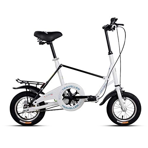 Folding Bike : MYRCLMY Mini 12-Inch Light Fold Bicycle Students Adult Men's And Women's Going To Work Bicycle Small Carbon Bike Folding Bicycle, White
