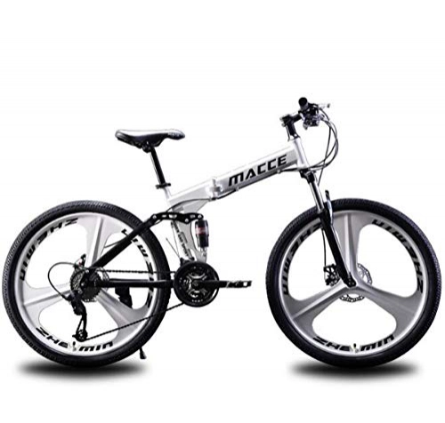 Folding Bike : NANXCYR 24 Speed Mountain Bikebicycle for Adult Men And Women, High Carbon Steel Dual Suspension Frame Mountain Bike, 26 Inches Folding Off-Road Bike Double Disc Brake, C