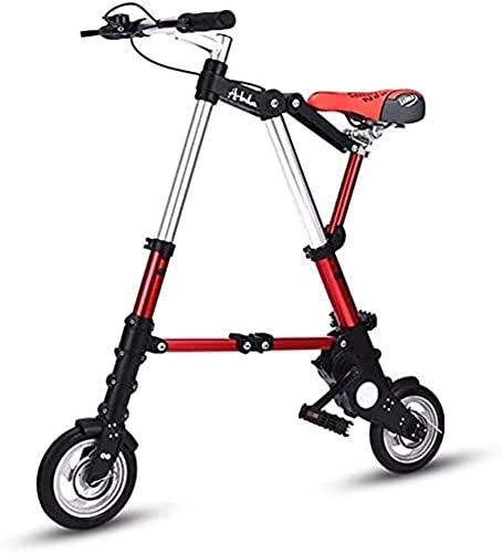 Folding Bike : NATWEE 8 Inch Mini Folding Bike, Lightweight Aluminum Comfortable Adjustable City Quick Folding System, Ultra-Light Portable Student Bike for Adults Red It's so kind of you