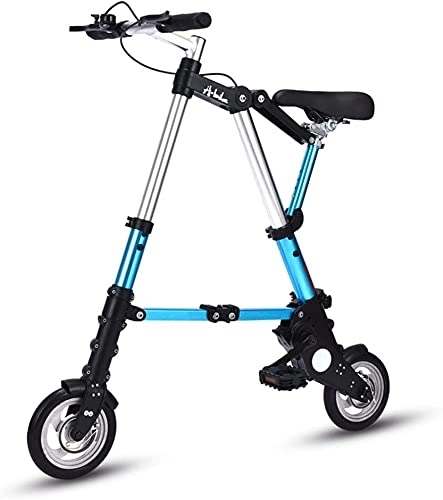 Folding Bike : NATWEE Mini Foldable Bicycle 8 Inch Portable Folding Bike Ultra Light Adult Student Folding Carrier Bicycle for Sports Outdoor Cycling Travel Commuting(Color:Blue) It's so kind of you