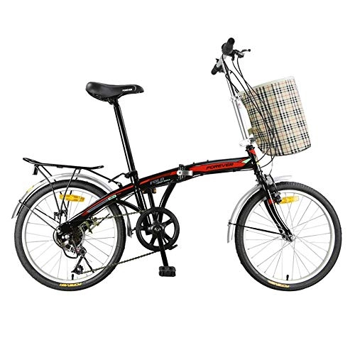 Folding Bike : NBWE Folding Bike Bicycle for Men and Women Type Shifting Ultra Light Portable Travel Small Mini Bicycle Student Adult 20 Inches Commuter bicycle