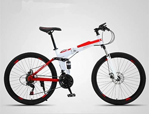 Folding Bike : ndegdgswg Mountain Bike, Double Shock Absorption Folding Adult Off Road Variable Speed Sports Car Portable Road Racing 24inches 24speed