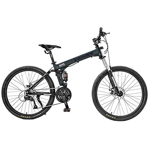 Folding Bike : NENGGE 26 Inch Mountain Bikes, 27-Speed Dual-Suspension Mountain Bike, Aluminum Frame Bicycle, Men's Womens Adjustable Seat Alpine Bicycle, Green, NonFoldable