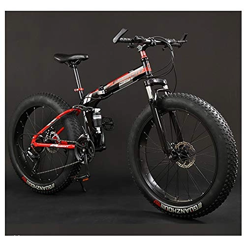 Folding Bike : NENGGE Adult Mountain Bikes, Foldable Frame Fat Tire Dual-Suspension Mountain Bicycle, High-carbon Steel Frame, All Terrain Mountain Bike, 26" Red, 30 Speed