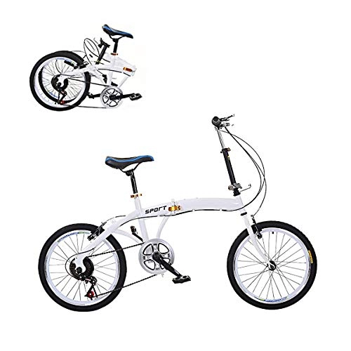 Folding Bike : Neoron 20" Folding Bike, 6-speed High-carbon Steel Dual Disc Brakes City Commuter Bicycle for Adult and Children