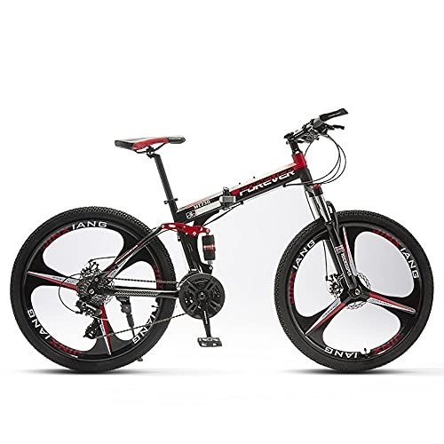 Folding Bike : New 24 / 26 Inch Folding Mountain Bike Bicycle Adult, Bicycle MTB for Men Women with 21 / 24 / 27 Speed Dual Disc Brakes Full Suspension Non-Slip, Men Women Outdoor Racing Cycling