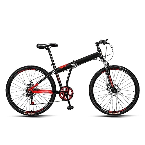 Folding Bike : New 24 / 26 inch Mountain Bike, Folding Bikes with Disc Brake Shimanos 7 Speed, Adult Mountain Trail Bicycle Full Suspension MTB Bikes for Men or Women Foldable Frame