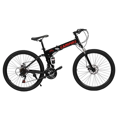 Folding Bike : New Folding Camping Survivals Olympic Mountain Bike 26-inch 21-speed Black For Adult And Teen