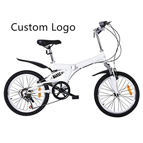 Folding Bike : Nfudishpu Folding Bicycle for Children Men And Women Foldable 20 Inch Bike Custom Manufacturer Logo, White