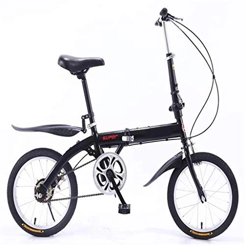 Folding Bike : Nfudishpu Folding Bike-Lightweight Aluminum Frame for Children Men And Women Fold Bike16-Inch, Black