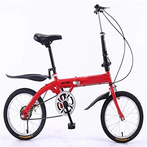 Folding Bike : Nfudishpu Folding Bike-Lightweight Aluminum Frame for Children Men And Women Fold Bike16-Inch, Red