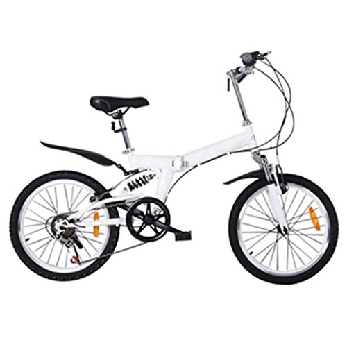 Folding Bike : Nfudishpu Folding Bike-Lightweight Steel Frame for Children Men And Women Fold Bike20-Inch Bike, White