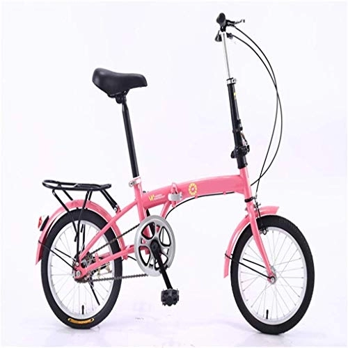 Folding Bike : Nfudishpu Ultralight Portable Folding Bicycle for Children Men And Women Lightweight Aluminum Frame Fold Bike16-Inch, Pink